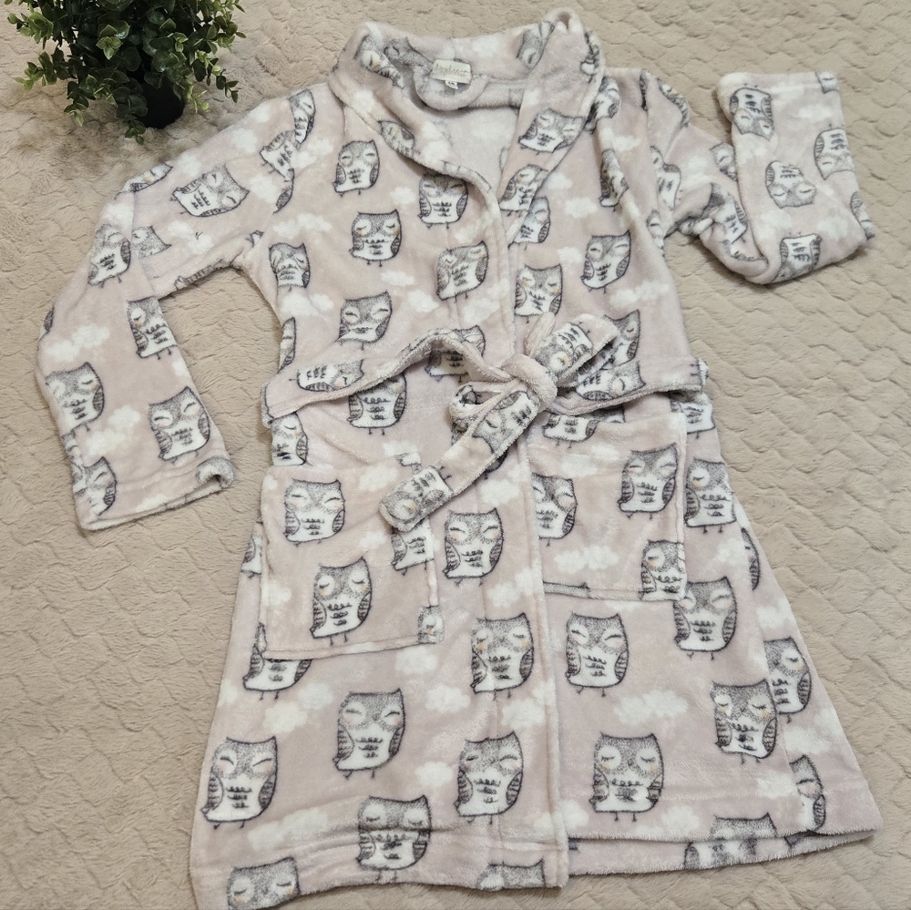 Daydreams by Berkshire Home Pink-Grey Plush Owl Robe, S/M